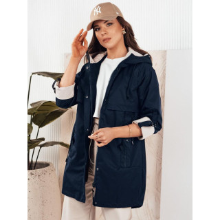 Sötétkék tavaszi parka kapucnival