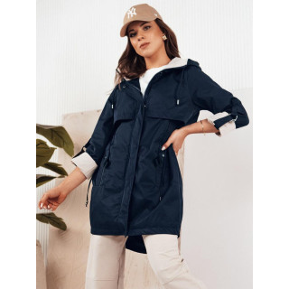 Sötétkék tavaszi parka kapucnival