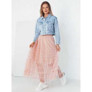 Női világoskék farmerdzseki virágokkal