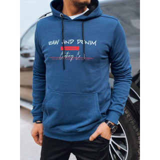 Kék színű férfi pamut pulóver