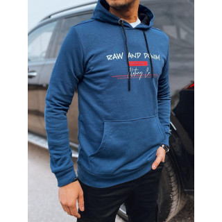 Kék színű férfi pamut pulóver