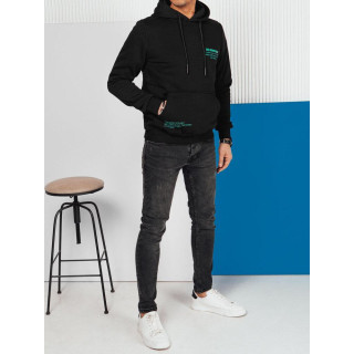 Fekete pamut pulóver férfiaknak