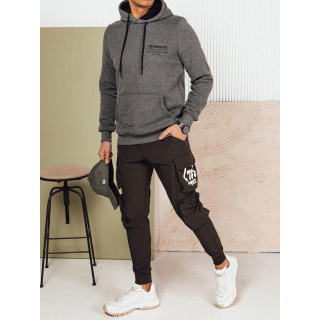 Sötétszürke férfi pamut pulóver mintával