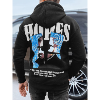 Fekete férfi pamut pulóver mintával