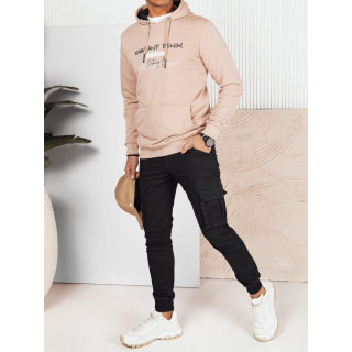 Bézs színű férfi pamut pulóver mintával