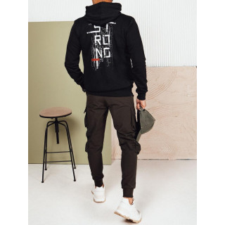 Fekete férfi pulóver mintával a hátán