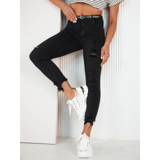 Fekete női farmer nyers véggel