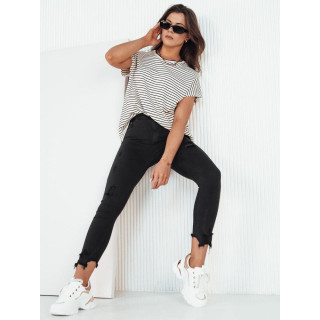 Fekete női farmer nyers véggel