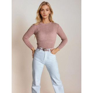 Rózsazsín bordás női pulóver