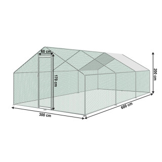Fém ketrec/ madárház részleges fedéssel - 6x3x1,95 m