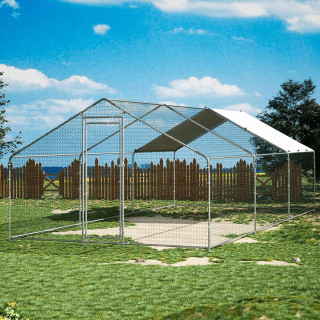 Fém ketrec/ madárház részleges fedéssel - 6x3x1,95 m