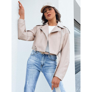 Női rövid bőrkabát bézs színben