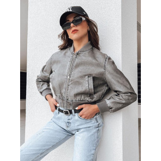 Női szürke rövid bőrdzseki