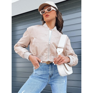 Női bézs rövid bőrdzseki