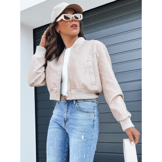 Női bézs rövid bőrdzseki