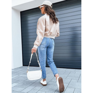 Női bézs rövid bőrdzseki