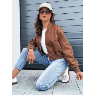 Női barna rövid bőrdzseki