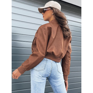 Női barna rövid bőrdzseki