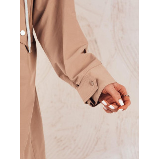 Bézs női hosszú kabát kapucnival