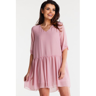 Női laza sifon ruha rózsaszin színben