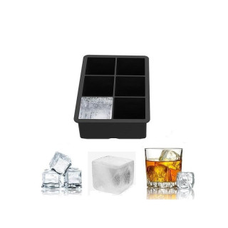 Fekete szilikon jégkocka forma - 6 nagy kocka