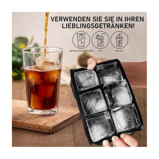 Fekete szilikon jégkocka forma - 6 nagy kocka