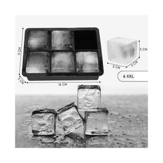 Fekete szilikon jégkocka forma - 6 nagy kocka