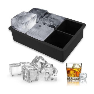 Fekete szilikon jégkocka forma - 6 nagy kocka