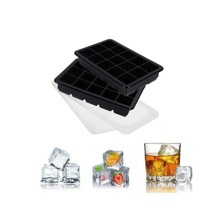 Fekete szilikon jégkocka forma - 15 kocka
