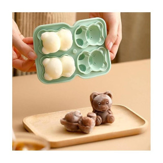 Szilikon rózsaszín jégkockaforma - 4 medve