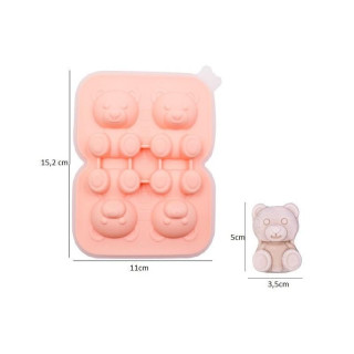 Szilikon rózsaszín jégkockaforma - 4 medve