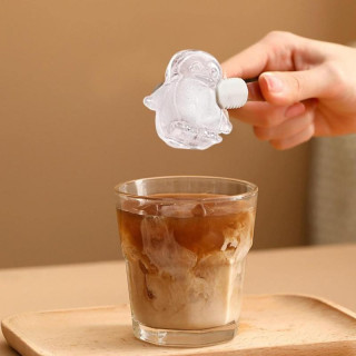 Rózsaszín szilikon jégkocka forma - 4 pingvin