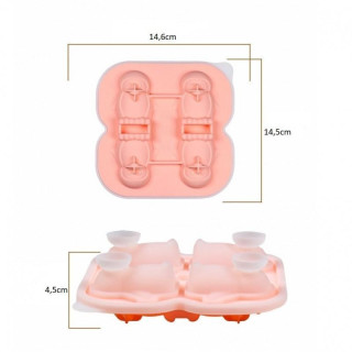 Rózsaszín szilikon jégkocka forma - 4 pingvin