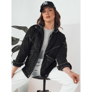 Női fekete farmerdzseki állógallérral