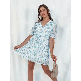 Fehér virágos ruha húzózsinóros derékkal