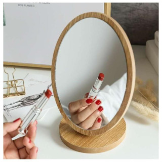 Ovális álló, fából készült kozmetikai tükör