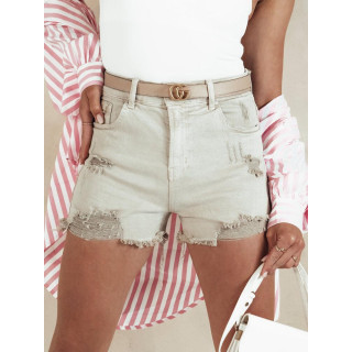 Női farmer bézs lyukas rövidnadrág