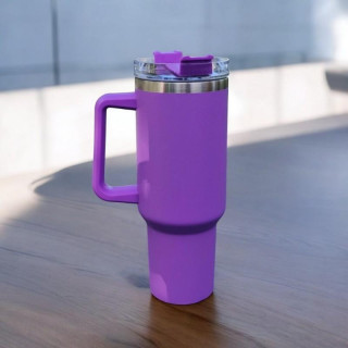 Lila termosz bögre szívószállal 1l