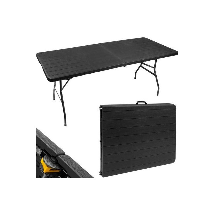 Kerti összecsukható asztal 180 cm fekete színben