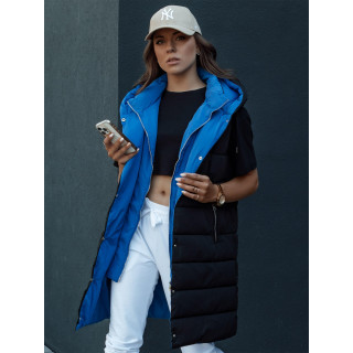 Fekete hosszú steppelt női mellény