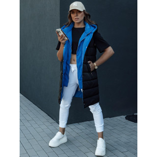 Fekete hosszú steppelt női mellény