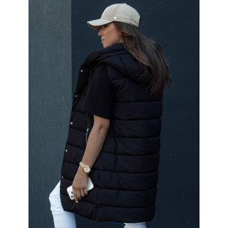 Fekete hosszú steppelt női mellény