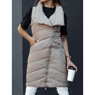 Női hosszú bézs mellény