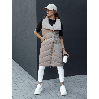 Női hosszú bézs mellény