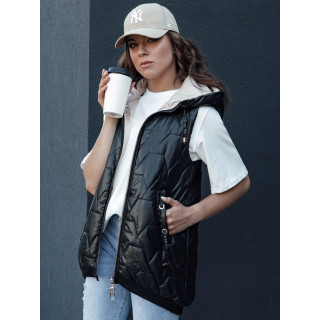 Fekete aszimmetrikus női mellény