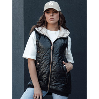 Fekete aszimmetrikus női mellény