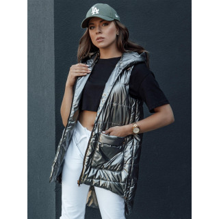 Hosszú, sötétszürke női mellény