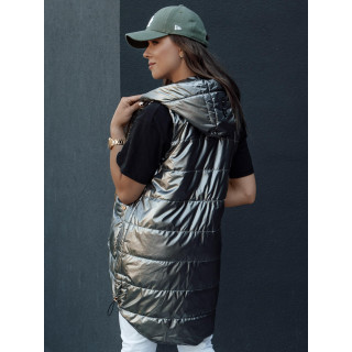 Hosszú, sötétszürke női mellény