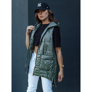 Női hosszú mellény zöld színben