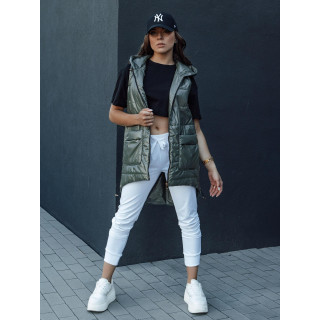 Női hosszú mellény zöld színben